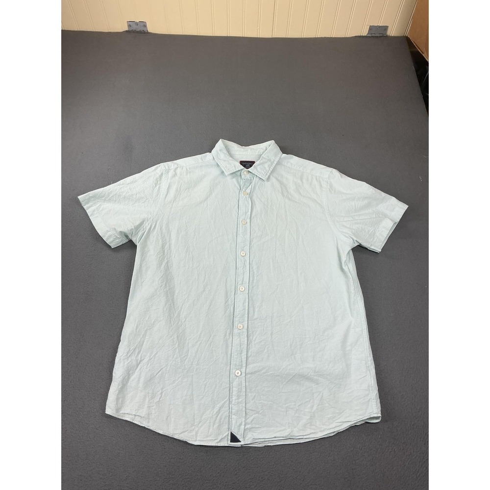 UNTUCKit Shirt Mens L Green Short Sleeve Button Up Slim Fit Cotton Collared